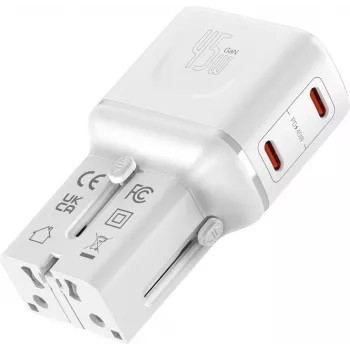 VALUE Cargador de viaje USB, EU/UK/US, 2x USB-C, 45W