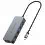 CONCEPTRONIC adaptador de USB-C a 2x Gigabit Ethernet + 2x USB-A 3.2 Gen 1, 0,3m, gris