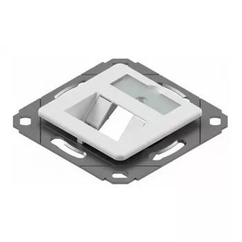 EasyLan preLink / fixLink Soporte para módulos, 2x Keystone con placa central 9x31,8 mm RAL 9010 (CKVD1D1)