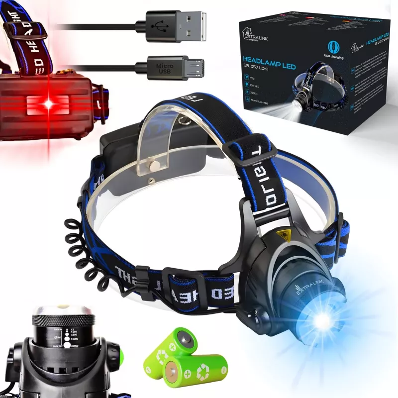 Extralink EFL-057 Linterna frontal LED Loki, carga USB, 350 lúmenes, sensor de movimiento