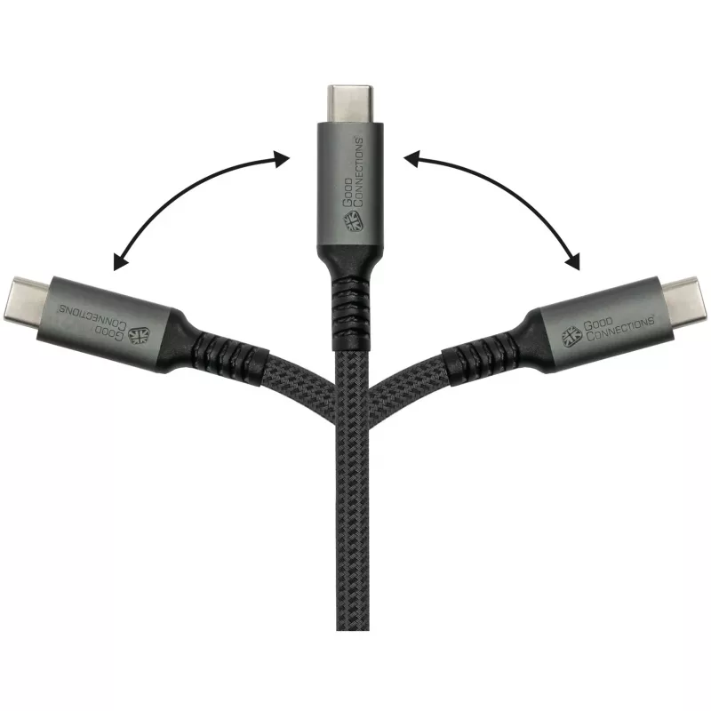 GoodConnections Cable de conexión USB-C 2.0 (ST-ST) 3m Funda textil 240W Antracita