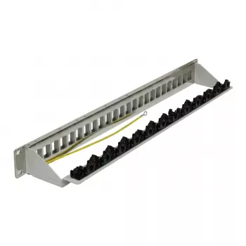 Synergy 21 Panel de parcheo Keystone 24 puertos 1U Gris claro V4 con abrazadera para cables