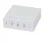 Synergy21 caja de pared FTTH para 4 acopladores SC simplex o LC dúplex, 80x80mm con guía de cables, montaje en carril DIN/pared, termorretráctil, blanco