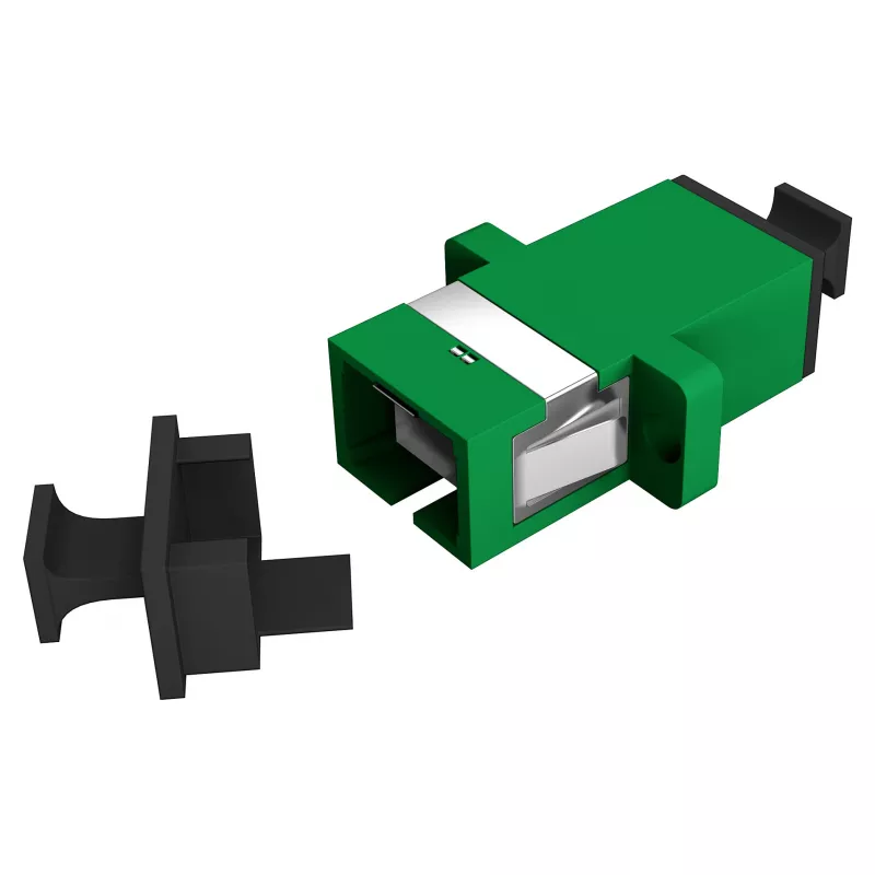 EFB Elektronik Acoplador de fibra óptica SC/APC Simplex Monomodo con tapa antipolvo, verde, casquillo cerámico de circonio