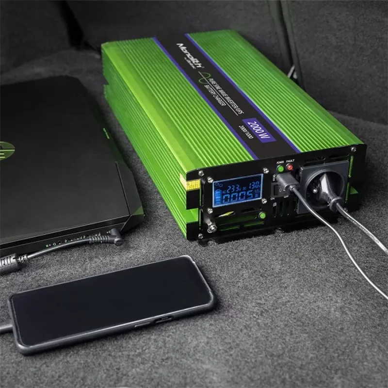 Qoltec Monolith Adaptador/inversor de corriente para coche 2000 W verde