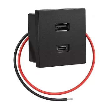 Shelly USB Charger Black - Cargador USB-A de montaje empotrado para Smart Home