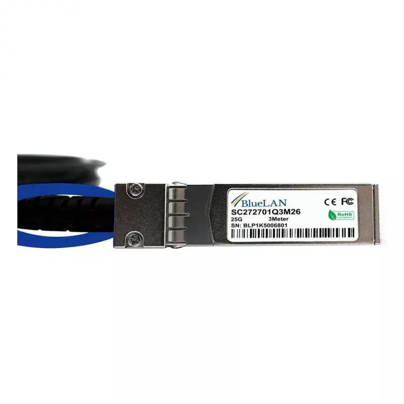 BlueOptics BlueLAN compatible HPE Aruba JL488A 25GBASE-CR cable direct attach SFP28 pasivo, 3 metros, AWG26