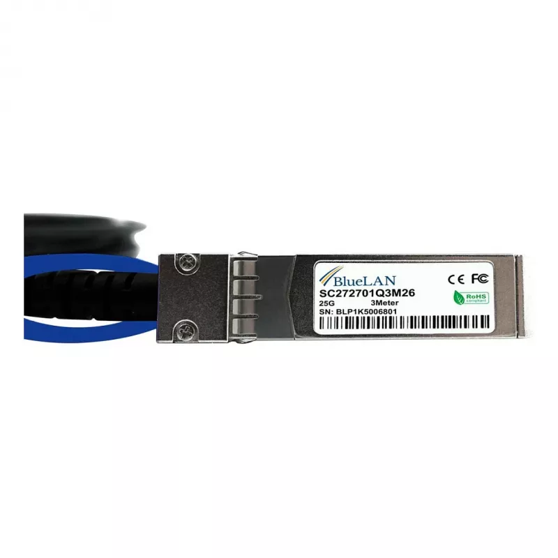 BlueOptics Networks 10521 compatible BlueLAN 25GBASE-CR cable direct attach SFP28 a SFP28, 3 metros, AWG26