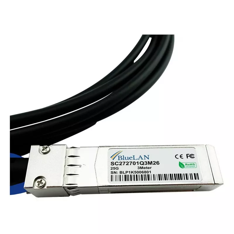 BlueOptics Networks 10521 compatible BlueLAN 25GBASE-CR cable direct attach SFP28 a SFP28, 3 metros, AWG26