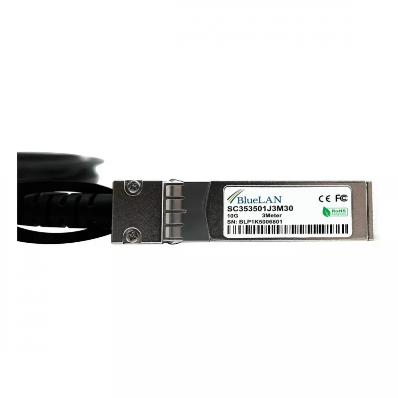 BlueOptics compatible Extreme Networks 10305 BlueLAN 10GBASE-CR cable direct attach SFP+ a SFP+ pasivo, 3m, AWG30 (10305-BL)