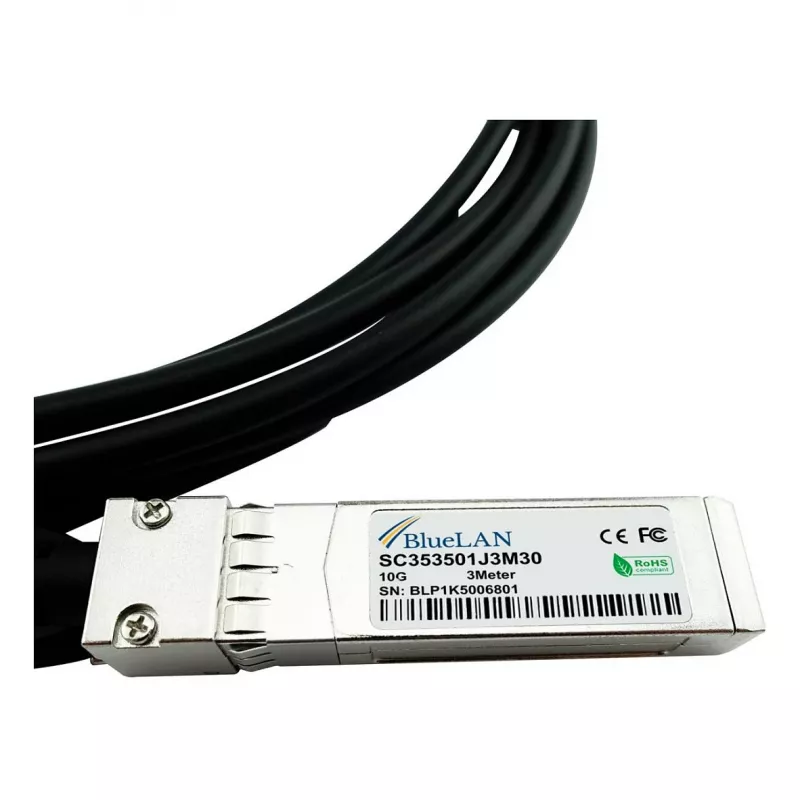 BlueOptics compatible Extreme Networks 10305 BlueLAN 10GBASE-CR cable direct attach SFP+ a SFP+ pasivo, 3m, AWG30 (10305-BL)