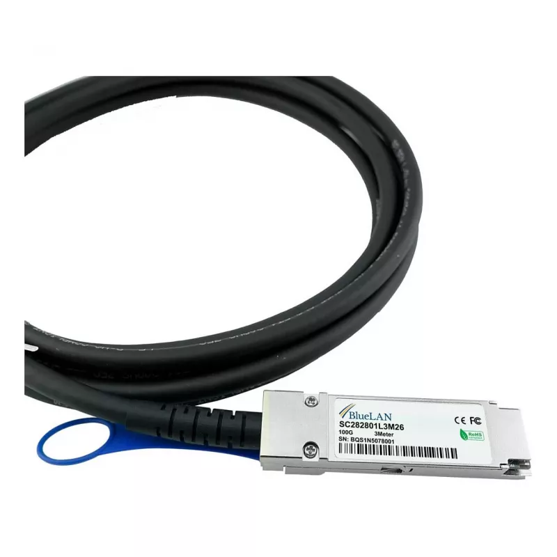 BLUELAN 10413-BL compatible Extreme Networks cable direct attach QSFP28, 100GBASE-CR4, Infiniband EDR, 26AWG, 3m