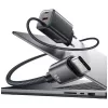 USAMS JC Series CC266 cargador rápido GaN de 65W 2xUSB-C 1xUSB-A con cable USB-C integrado 1,5m blanco