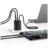 USAMS JC Series CC266 cargador rápido GaN de 65W 2xUSB-C 1xUSB-A con cable USB-C integrado 1,5m blanco