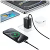 USAMS JC Series CC266 cargador rápido GaN de 65W 2xUSB-C 1xUSB-A con cable USB-C integrado 1,5m blanco