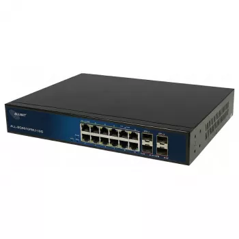 ALLNET ALL-SG8616PMJ-10G switch gestionado Layer 2+, 16 puertos (12x GbE, 4x SFP+), presupuesto PoE 130W, 8x PoE+, montaje en rack