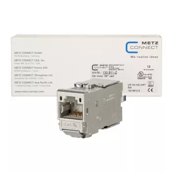 METZ CONNECT C6Amodul módulo keystone RJ45 180° Cat.6A STP (pack de 12) - metálico