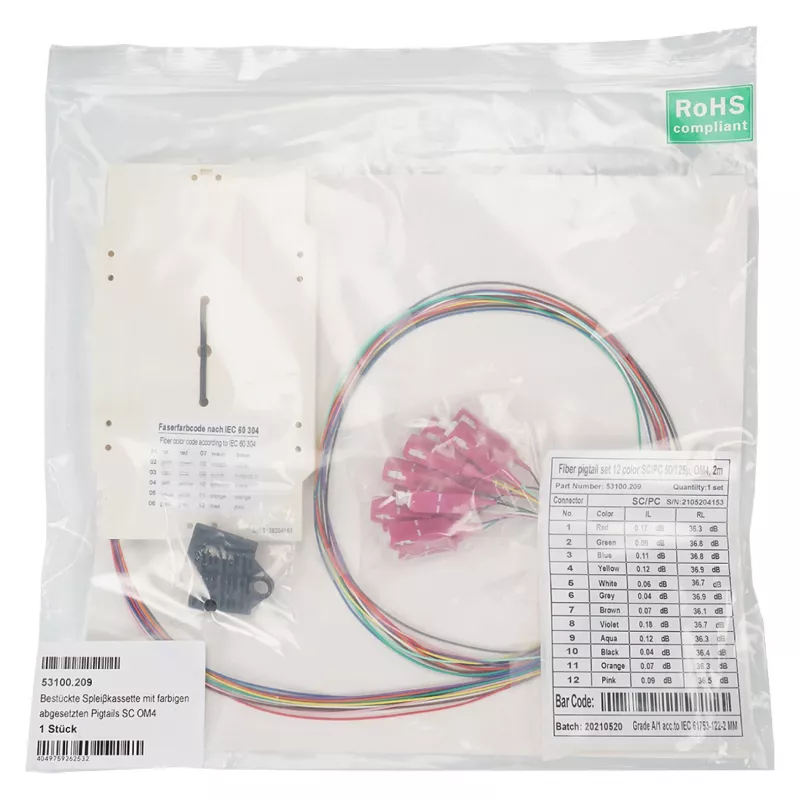 EFB-ELEKTRONIK cassette de empalme preconfigurado con pigtails de colores SC OM4