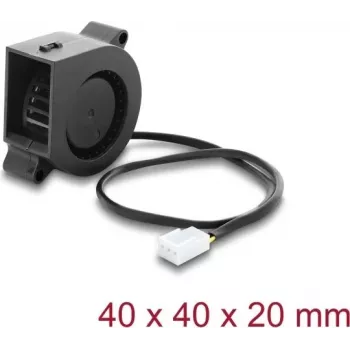 Delock ventilador radial 12 V DC 40 x 40 x 20 mm con conector de ventilador de 3 pines, negro (67489)