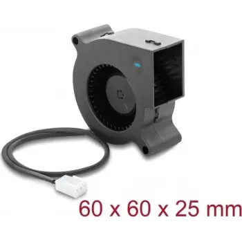Delock ventilador radial 12 V DC 60 x 60 x 25 mm con conector de ventilador de 3 pines, negro (67492)