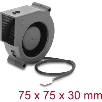 Delock ventilador radial 12 V DC 75 x 75 x 30 mm con conector de ventilador de 3 pines, negro (67495)