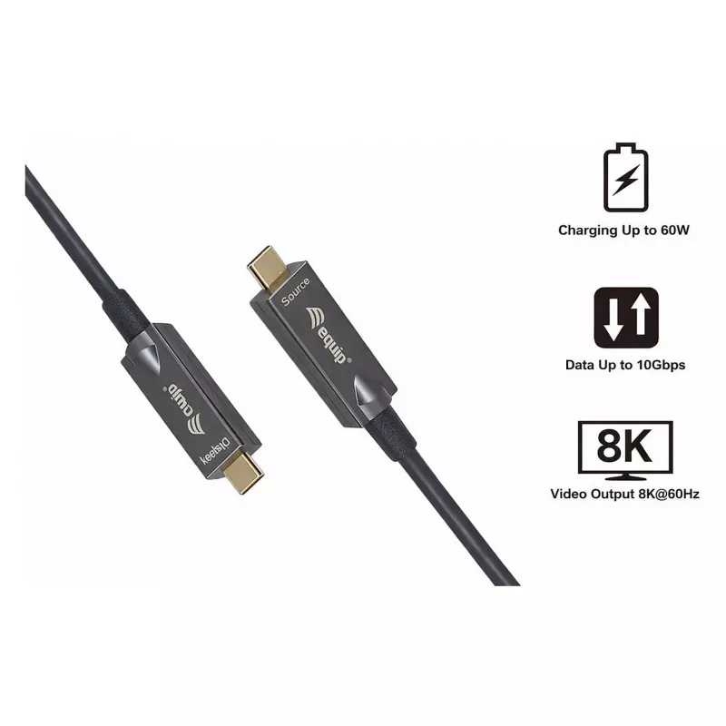 Equip Cable óptico activo USB-C 3.2 a USB-C 8K PD60W 5m negro