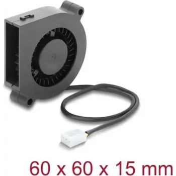 Delock Ventilador radial / soplador 12 V DC 60 x 60 x 15 mm con conector de ventilador de 3 pines, negro (67491)