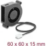 Delock Ventilador radial / soplador 12 V DC 60 x 60 x 15 mm con conector de ventilador de 3 pines, negro (67491)
