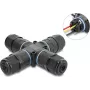 Delock Conector de cable en forma de X con borne de tornillo de 3 polos, IP68 impermeable para diámetro de cable 5 - 9 mm, incl. juntas para 9 - 12 mm, sin herramientas negro (87247)