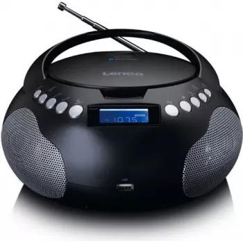 Lenco SCD-331BK Radio CD portátil con Bluetooth, USB, radio FM, pantalla LCD, negro