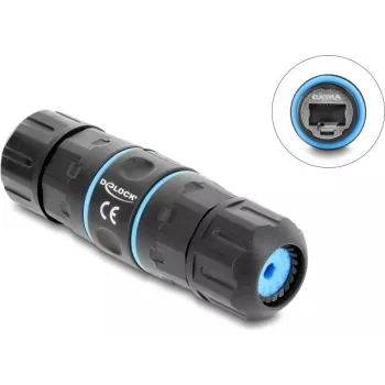 Delock Acoplador RJ45 conector hembra a conector hembra Cat.6A con rosca M20 x 1,5 mm formato corto IP68 resistente al polvo y al agua (90658)