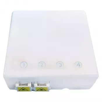 EFB Elektronik caja FTTH para 4 acopladores SC-S o LC-D 80x80 con guía de cables, versión termorretráctil
