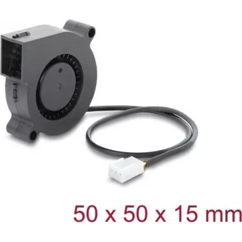 Delock Ventilador radial / soplador 12 V DC 50 x 50 x 15 mm con conector de ventilador de 3 pines, negro (67490)