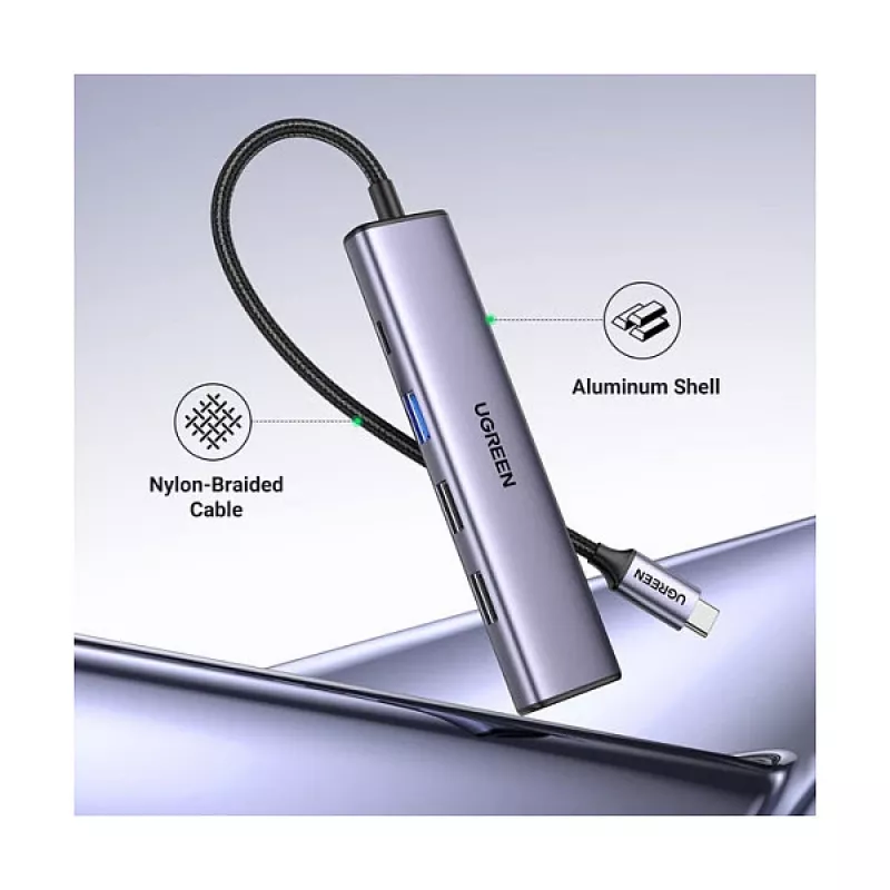 UGREEN CM478 Hub USB-C 5 en 1 100W PD 1x HDMI 1x USB-C PD IN 2x USB-A 2.0 1x USB-A 3.0