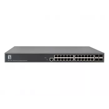 LevelOne TURING Switch Gigabit gestionado L3 Lite de 28 puertos, 24 x 1G RJ45, 4 x 1G/10G SFP+ Uplinks
