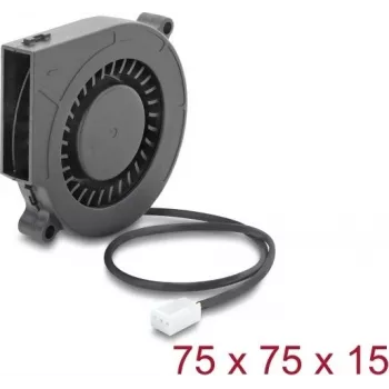 Delock Ventilador radial / soplador 12 V DC 75 x 75 x 15 mm con conector de ventilador de 3 pines, negro (67493)