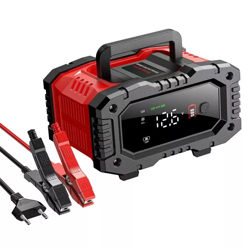 EXTRALINK Cargador de batería de coche inteligente con modo de reparación AGM 12V 24V 20A