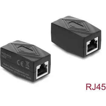 Delock Adaptador acoplador RJ45 conector hembra a conector hembra Cat.6 apantallado negro (90838)
