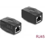 Delock Adaptador acoplador RJ45 conector hembra a conector hembra Cat.6 apantallado negro (90838)