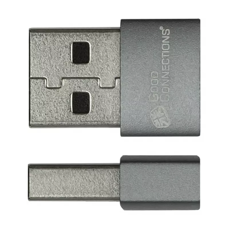 Good Connections adaptador USB 2.0 USB-A macho a USB-C hembra carcasa de aluminio gris pack de 2