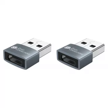 Good Connections adaptador USB 2.0 USB-A macho a USB-C hembra carcasa de aluminio gris pack de 2
