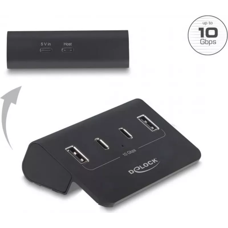 Delock hub USB 10 Gbps con 2 conectores USB Type-C y 2 USB Type-A (64259)