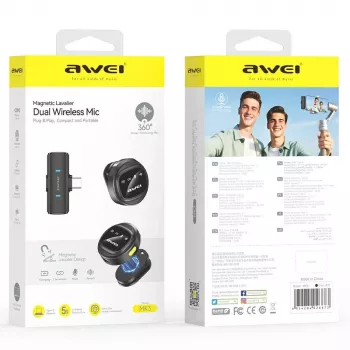 AWEI MK3 Duo micrófono lavalier inalámbrico negro