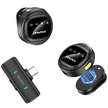 AWEI MK3 Duo micrófono lavalier inalámbrico negro