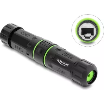 Delock acoplador de cable RJ12 hembra a RJ12 hembra con rosca M20 x 1,5 mm IP68 estanco al polvo y al agua