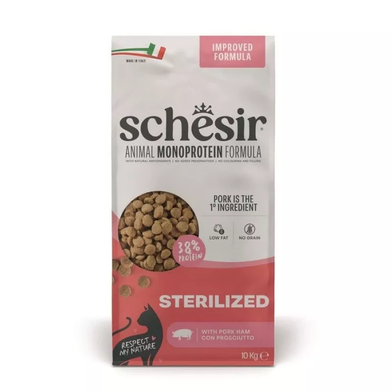 SCHESIR Sterilized con jamón comida seca para gatos 10kg