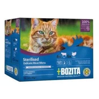 BOZITA Sterilised trozos en gelatina con carne comida húmeda para gatos multibox 12 x 85g