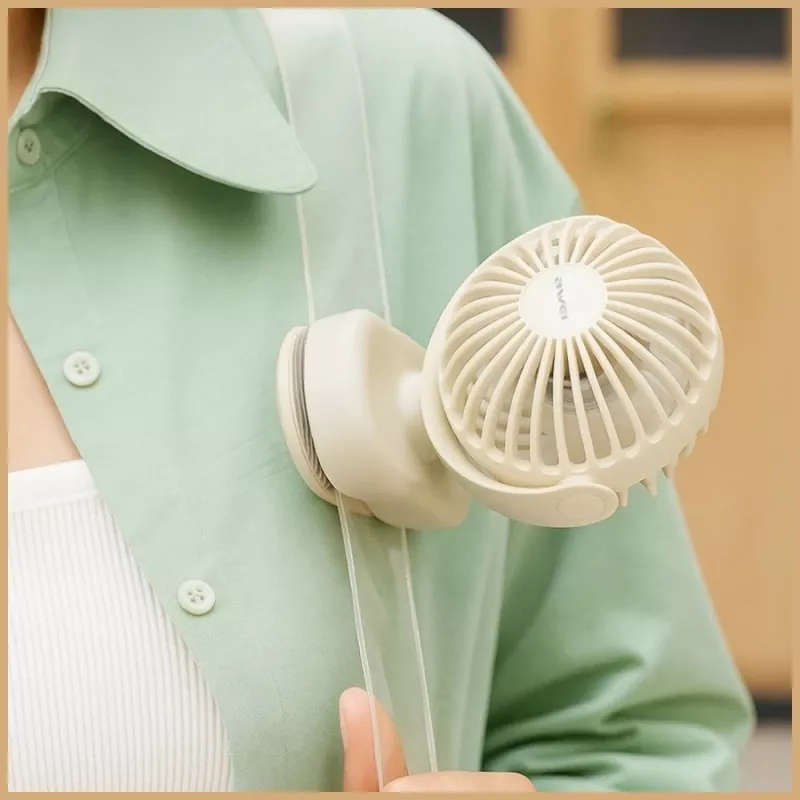 AWEI F45 mini ventilador de mesa con clip, 1200mAh, blanco