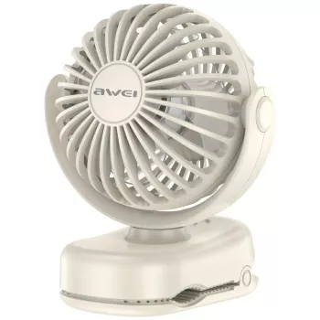AWEI F45 mini ventilador de mesa con clip, 1200mAh, blanco