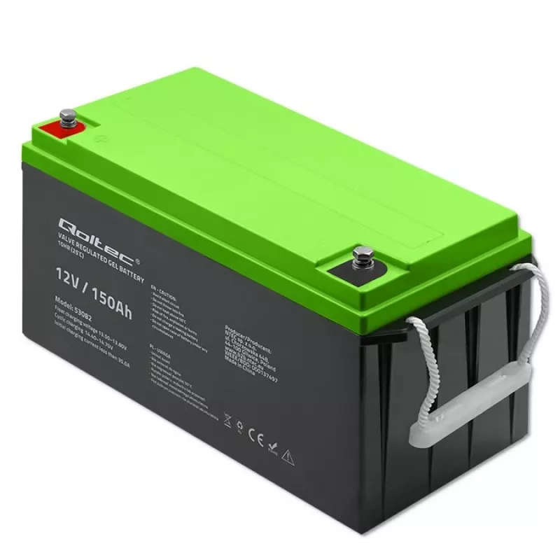 Qoltec batería de gel 12V 150Ah (GEL) - VRLA, sin mantenimiento, 41,8 kg